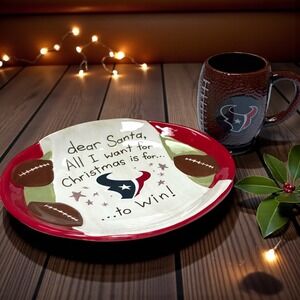 NFL Houston Texans Cookies for Santa gift set mug plate with letter 2 Santa‎